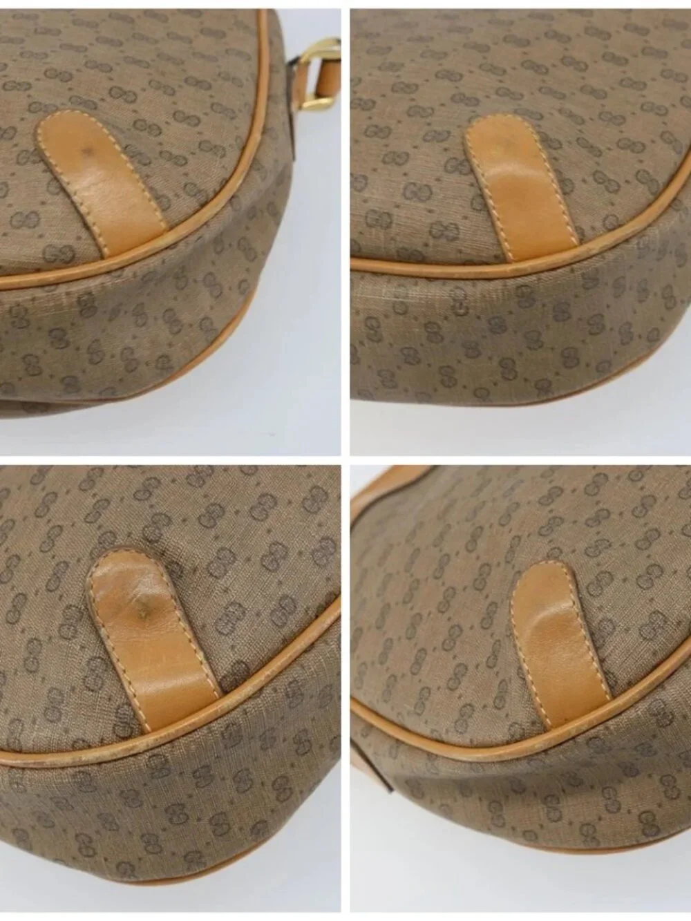 GUCCI Micro GG Supreme Shoulder Bag PVC Beige Gold 001 104 0558 Auth ka3520